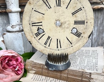 Antique Clock Face Farmhouse Decor Industrial Salvage Metal Painted Clock Dial Primitive