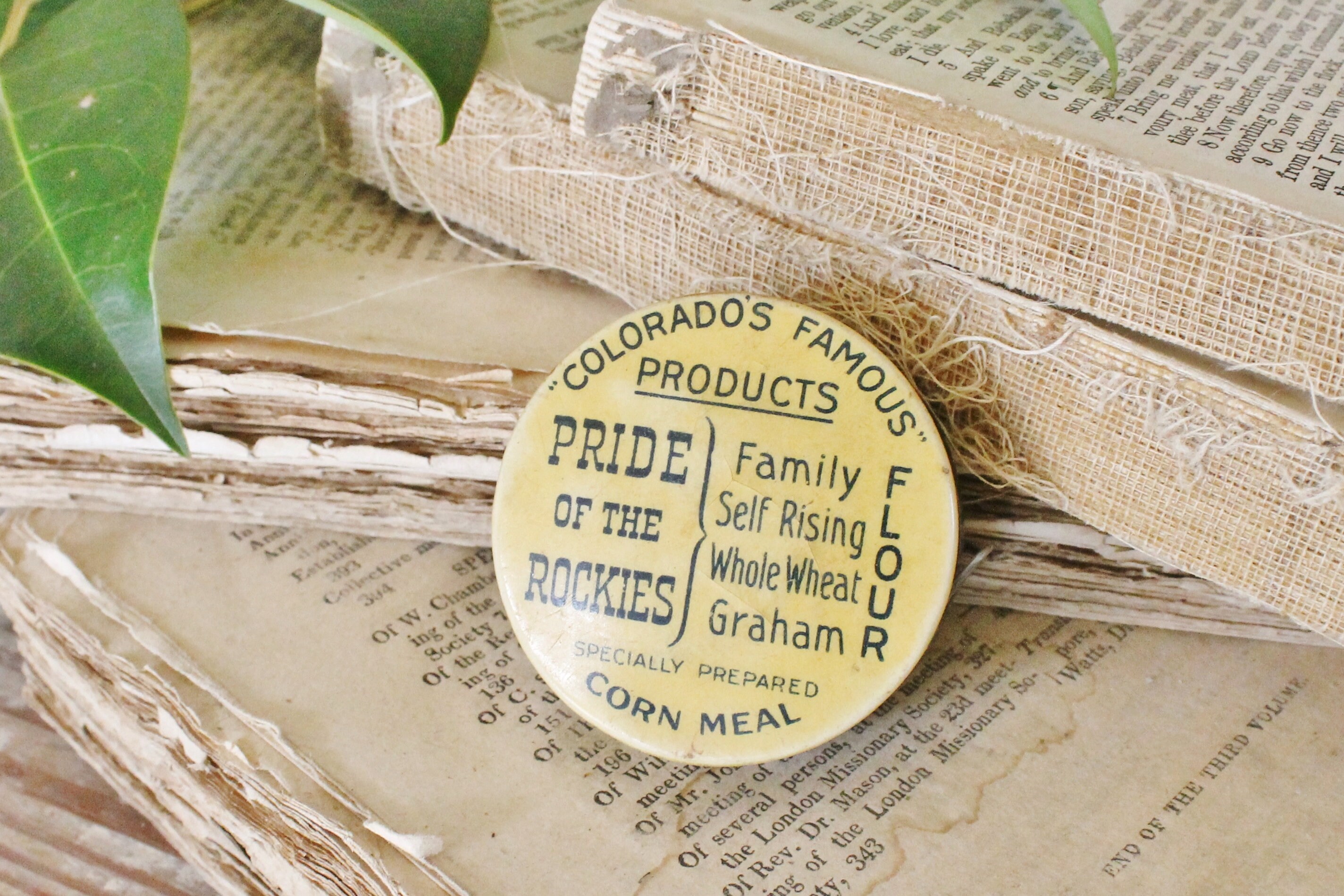 Vintage Fabric Tape Measure Pocket Advertising Corn Meal Yellow