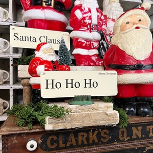 Christmas SANTA Flash Cards LARGE Vintage Inspired Flashcard Set Of 8 Farmhouse Decor Holiday Primitive Retro Christmas