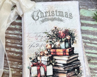 Christmas Vintage Gift Tags PRESENTS STACK Farmhouse Christmas Decor Card French Shabby Gift Wrap