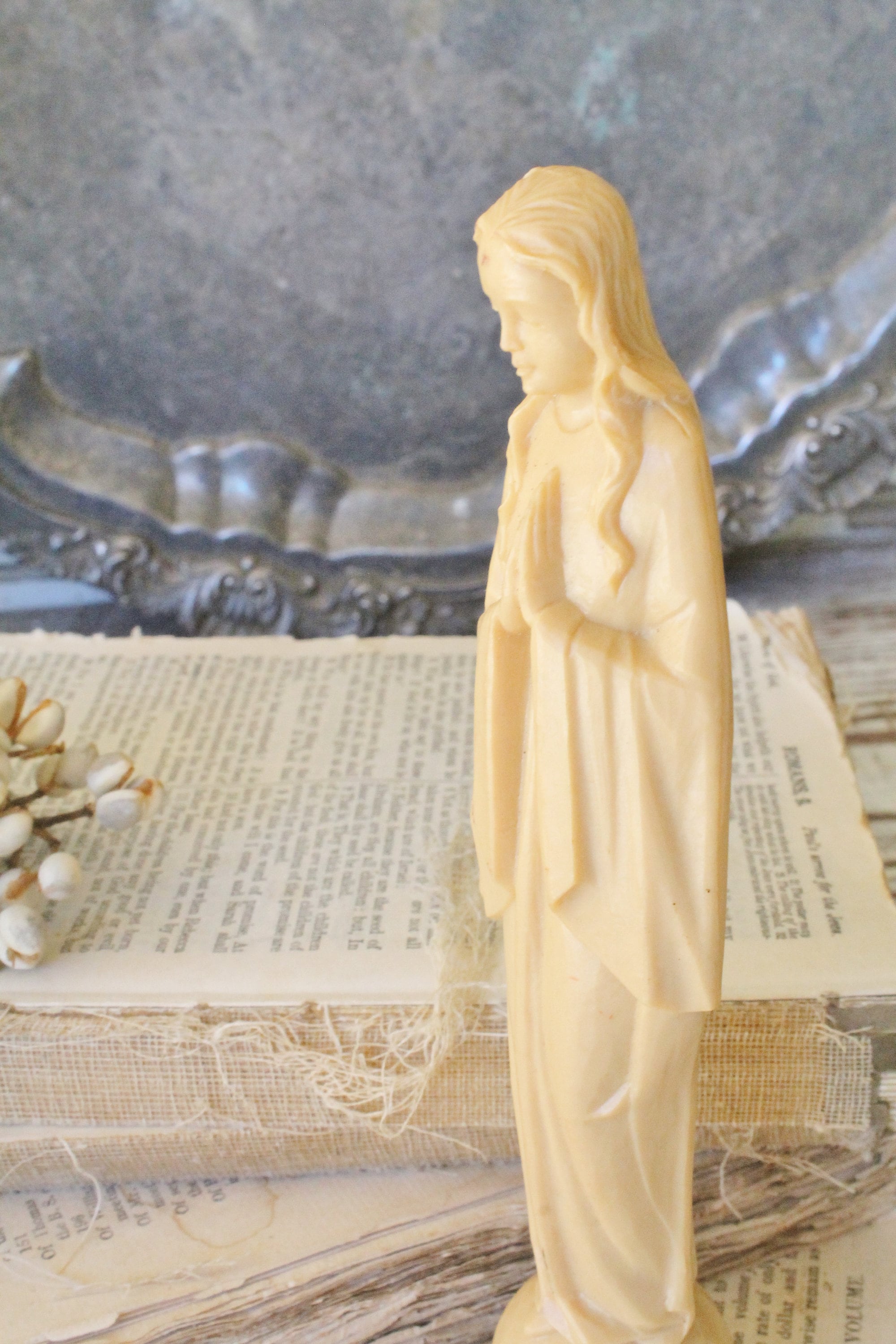 Vintage Mary Madonna Statue French Farmhouse Decor Fixer Upper Decor