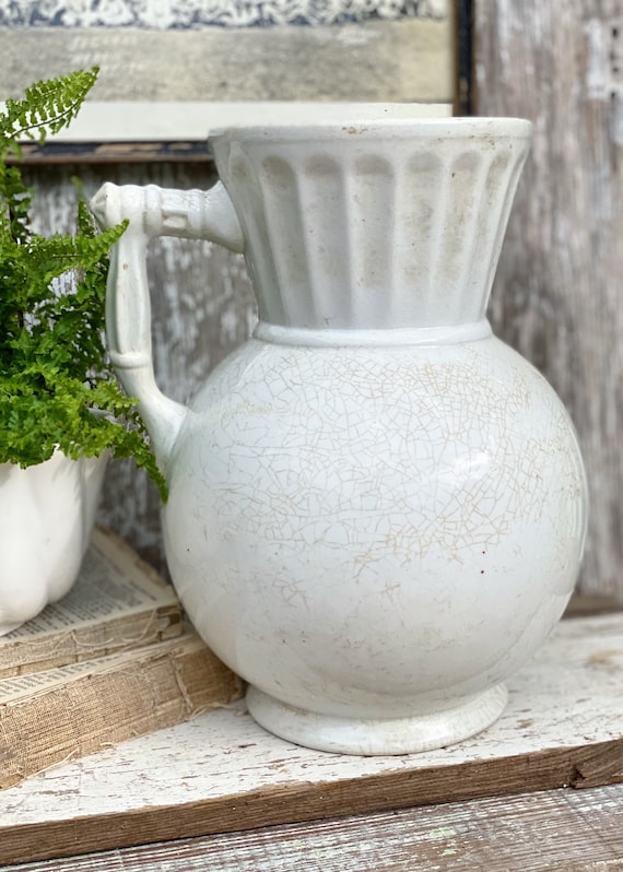 Pitcher Vase Farmhouse Cottage Decor Farmhouse Jug Vintage Ironstone