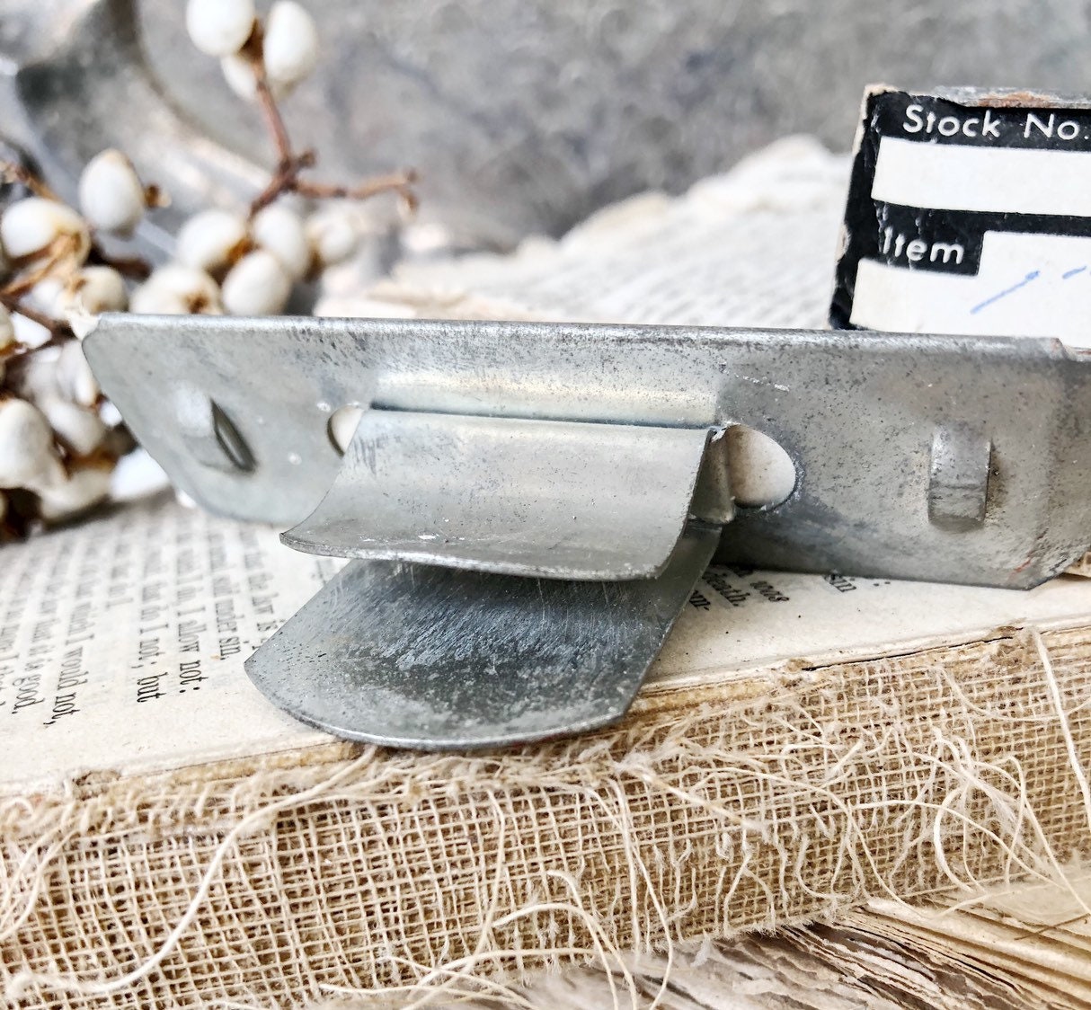 Vintage Metal Price Tag Holder Mercantile Shelf Clip Numbers BLACK and WHITE Industrial Store