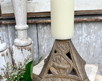 Antique Metal BRASS Lamp Base Pedestal BIRD Architectural Salvage French Farmhouse Decor