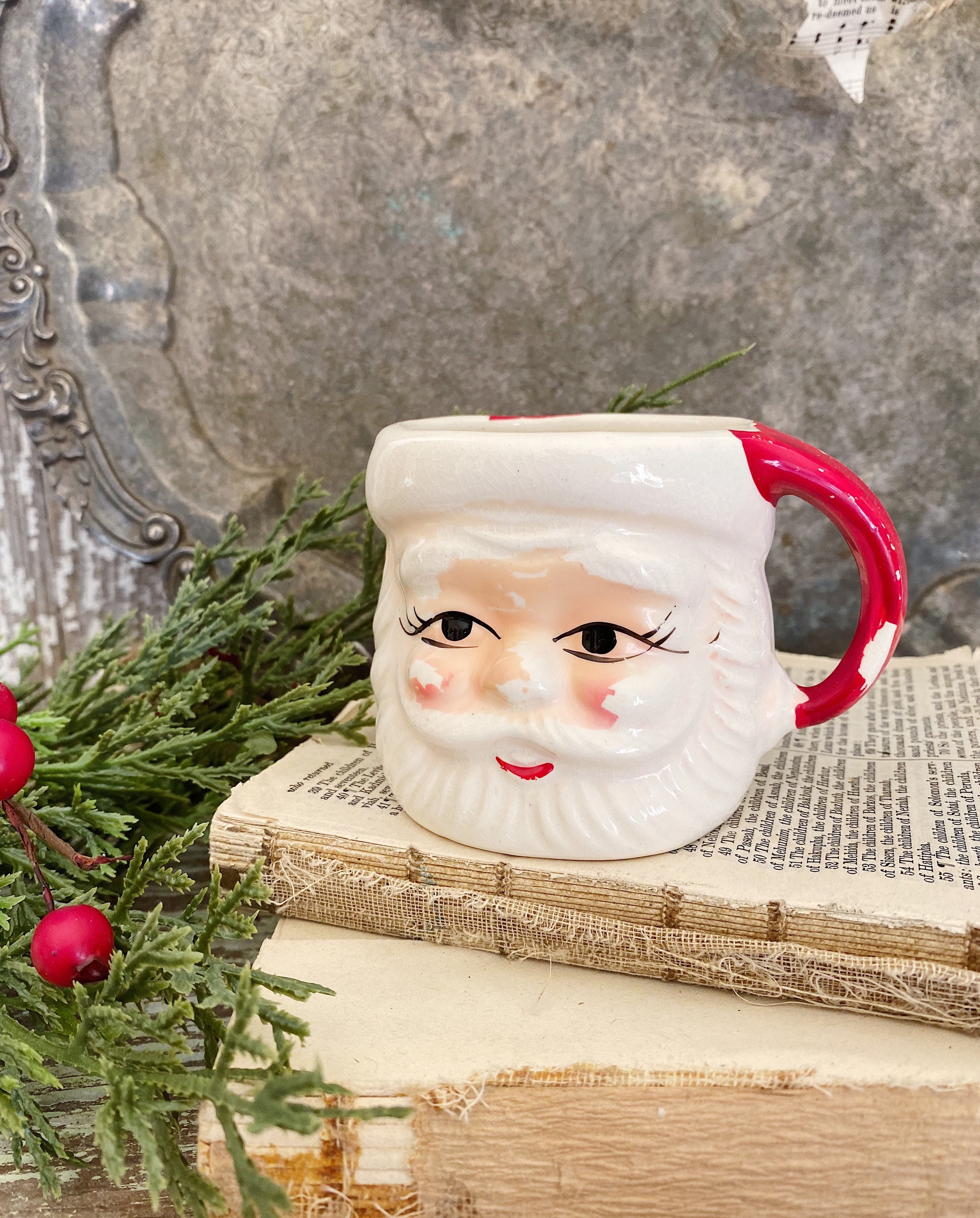 Vintage Ironstone Santa Claus Cup Mug FULL SIZE Santa Hand Painted