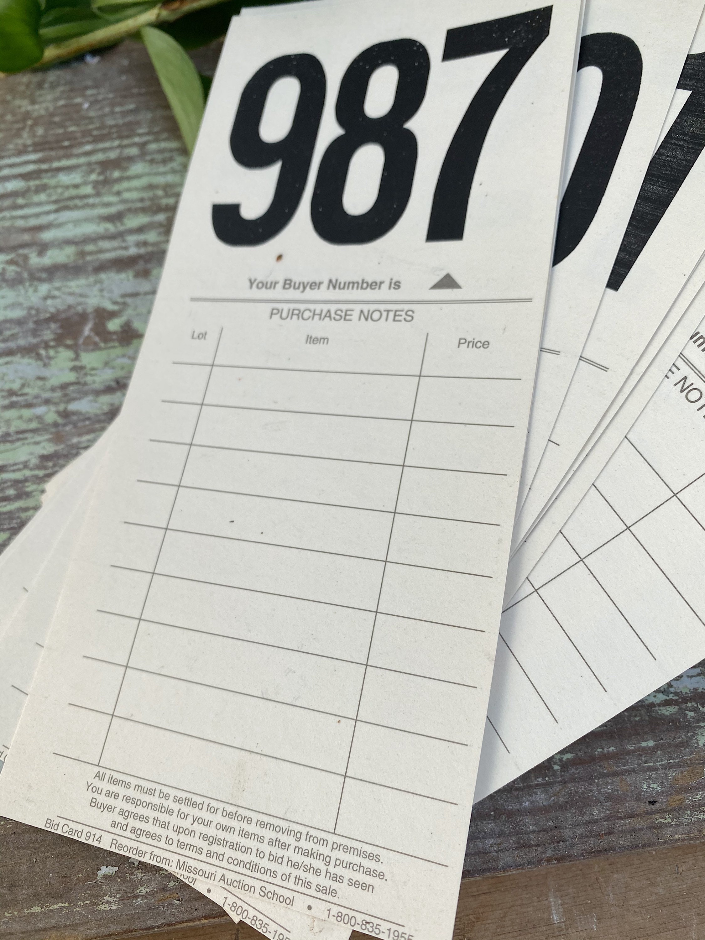 Vintage AUCTION NUMBER Bid Card Ephemera Farmhouse Decor Etsy België