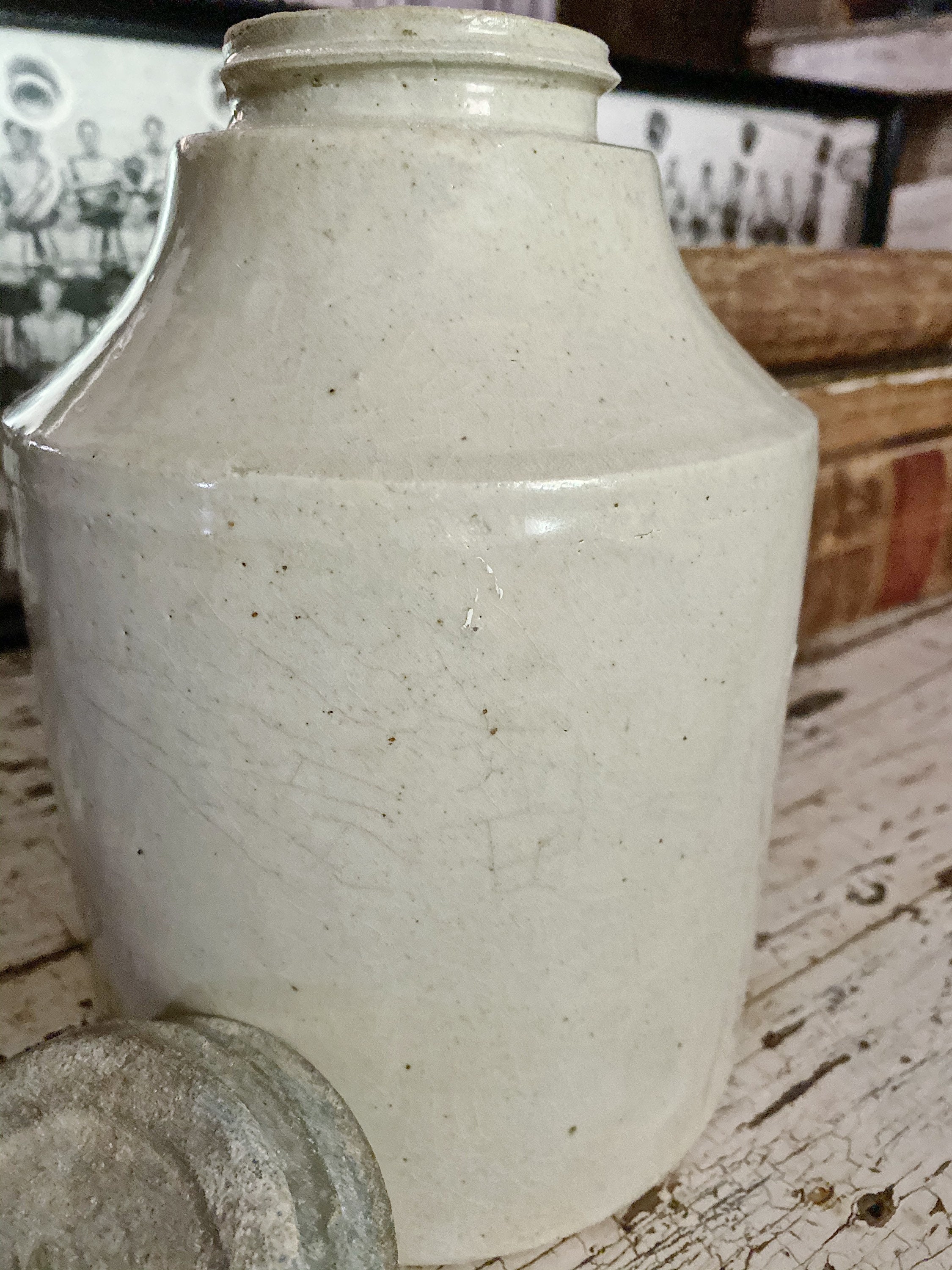 Antique Pottery Canning Jar Crock Salt Glaze Stoneware BALL Zinc