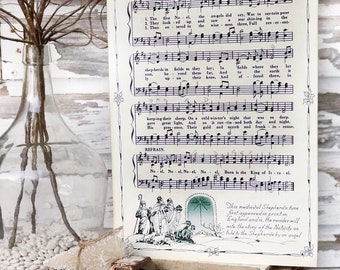 THE FIRST NOEL Sign Wood Vintage Sheet Music Carol Christmas Decor Poster Farmhouse Decor Book Page Wall Art