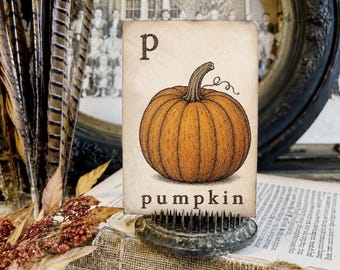 PUMPKIN Flash Card Vintage Farmhouse Decor Fall Halloween Autumn Party