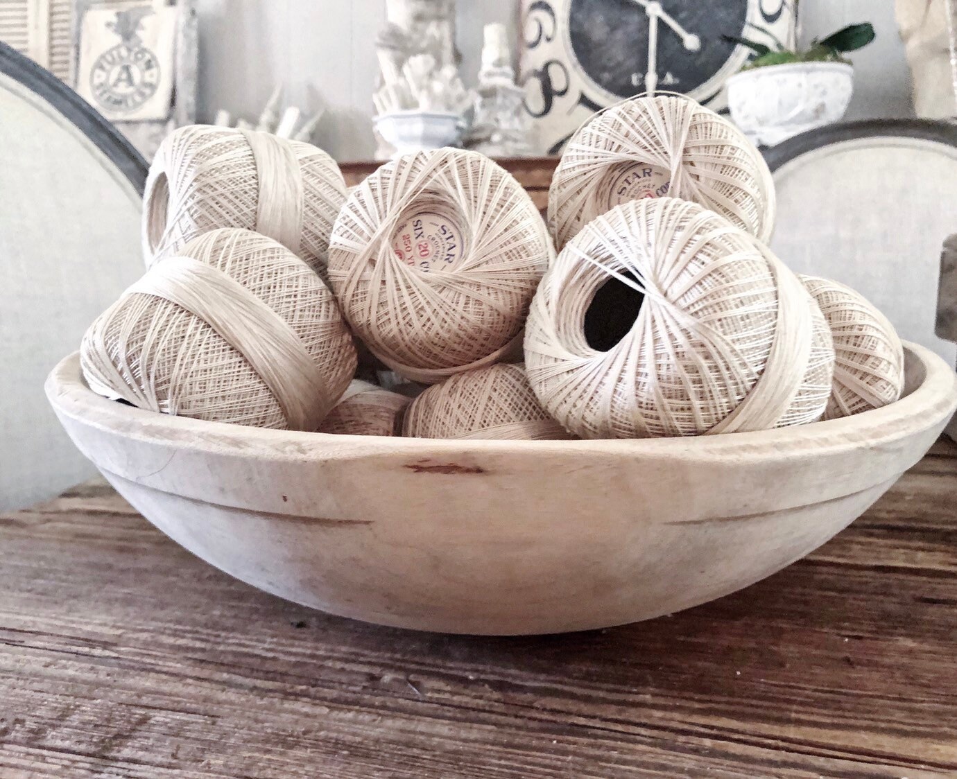 Vintage Wood Dough Bowl French Farmhouse Decor Fixer Upper Decor