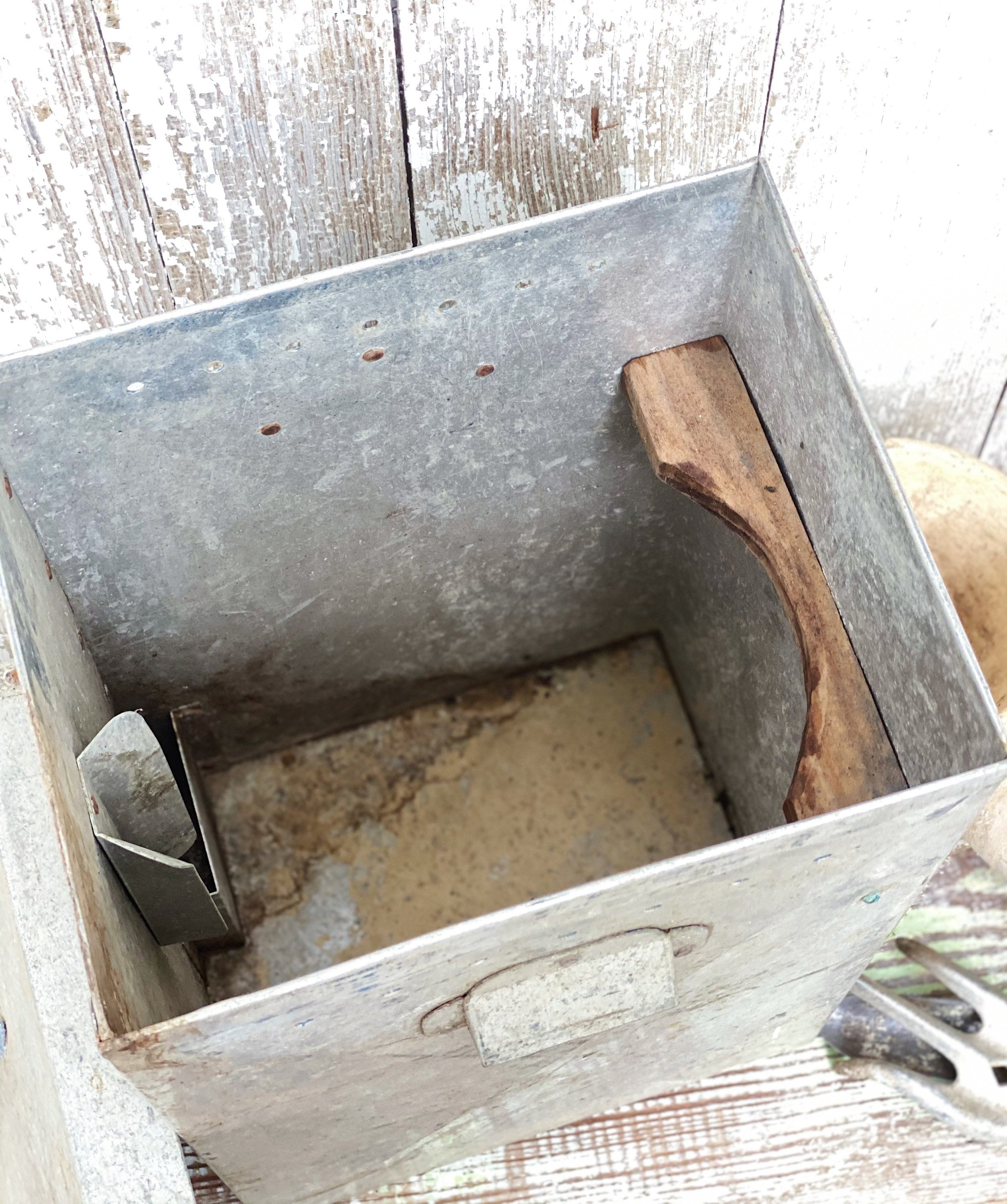 Vintage Metal Dairy Box Galvanized Farmhouse Decor Industrial Salvage