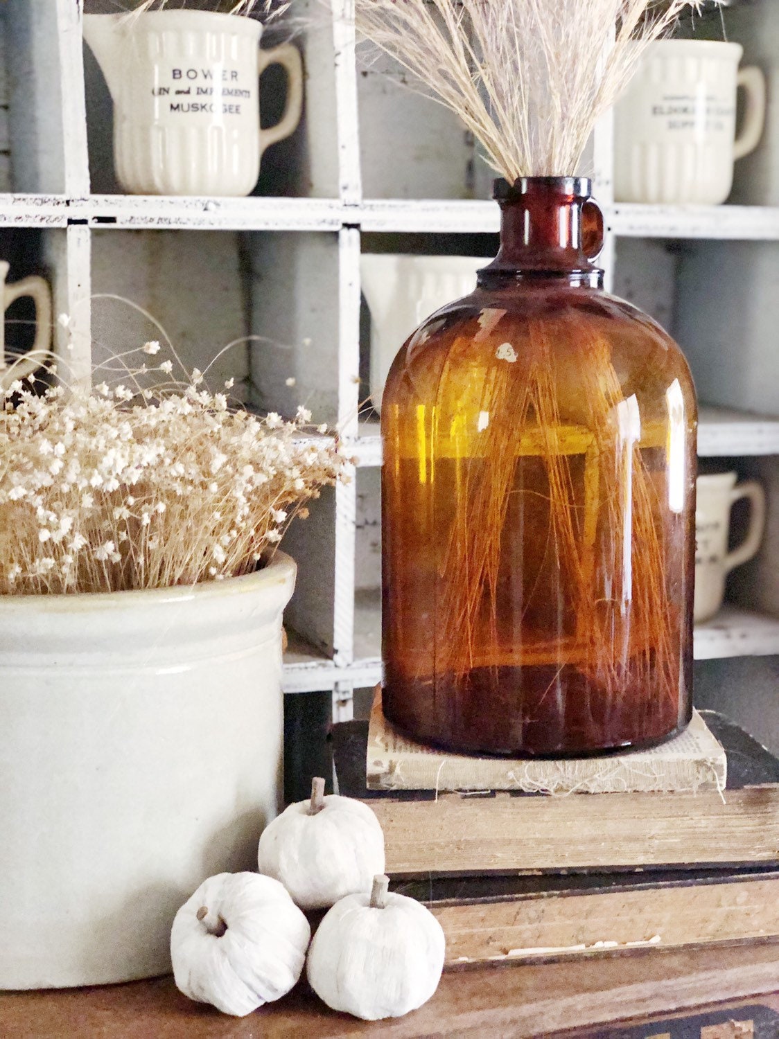 Antique Amber Glass Jug Bottle Brown EXTRA LARGE Glass Apothecary