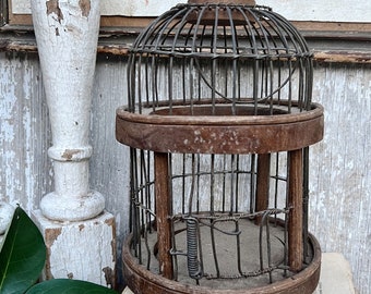 Vintage Bird Cage Wood Farmhouse Country Shabby Decor Primitive