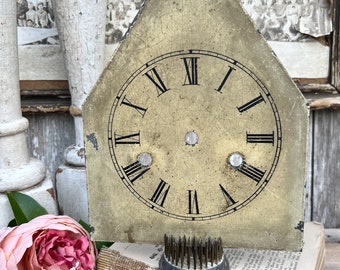 Antique Clock Face Steeple Farmhouse Decor Industrial Salvage Vintage Metal Clock Dial Painted Chippy