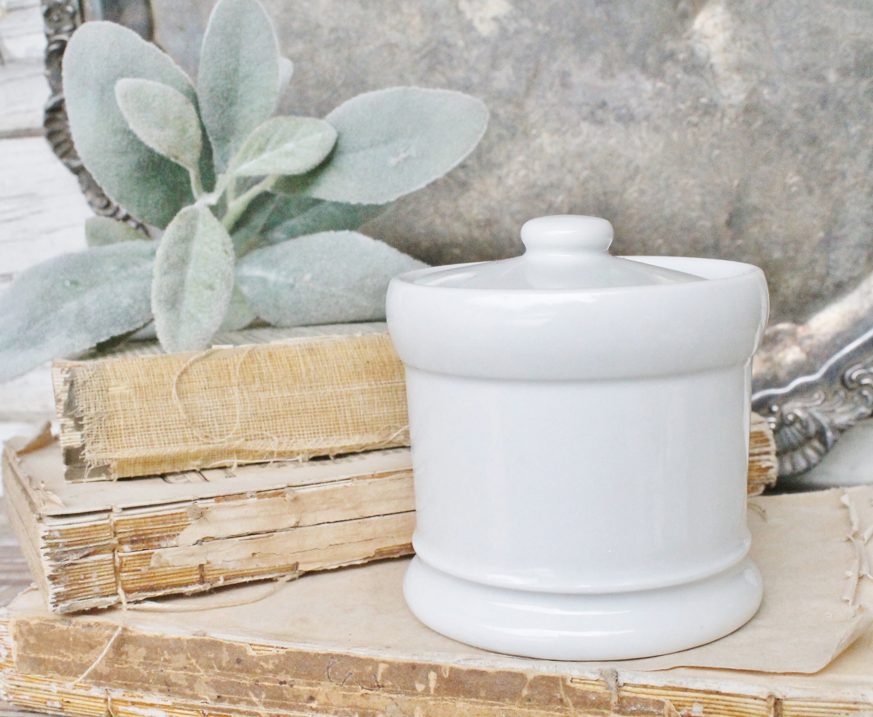 Antique Ironstone Mustard Crock Jar Pot Caviar Pot Jar Bowl BAILEY