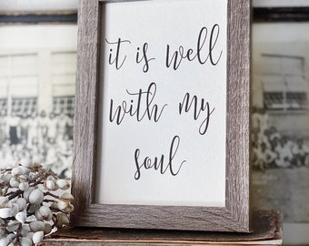 IT IS WELL With My Soul Framed Sign Farmhouse Decor Barn Wood Rustic Hymn Bible Verse Scripture Art Christmas Decor