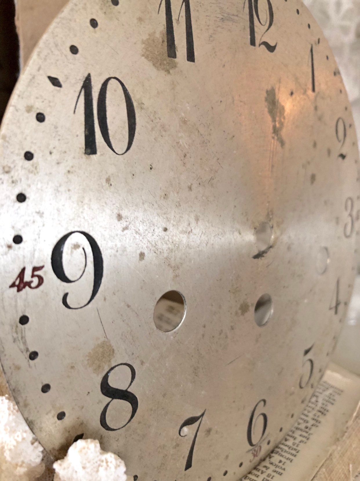 Vintage Metal Clock Face Dial GERMANY Farmhouse Decor Industrial