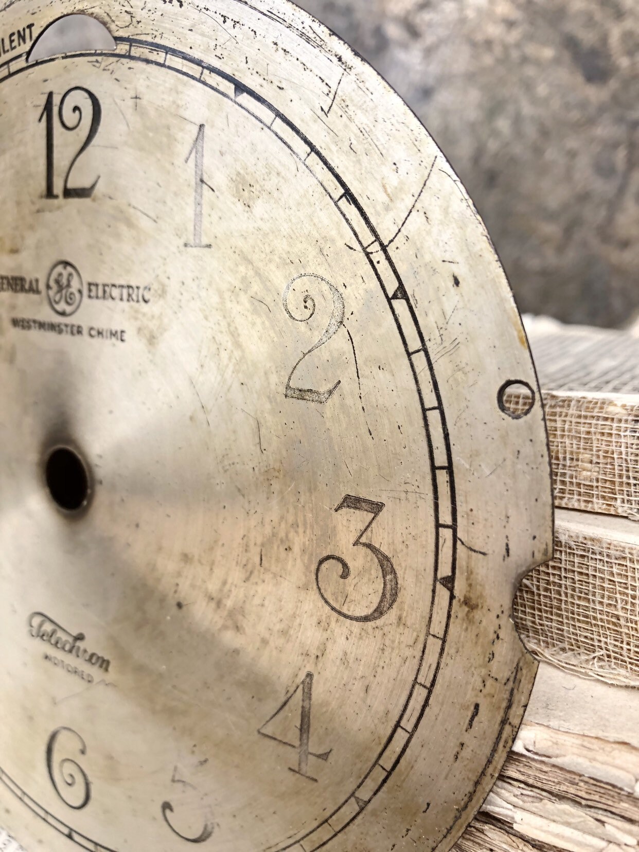 Vintage Metal Clock Face Dial GENERAL ELECTRIC Farmhouse Decor