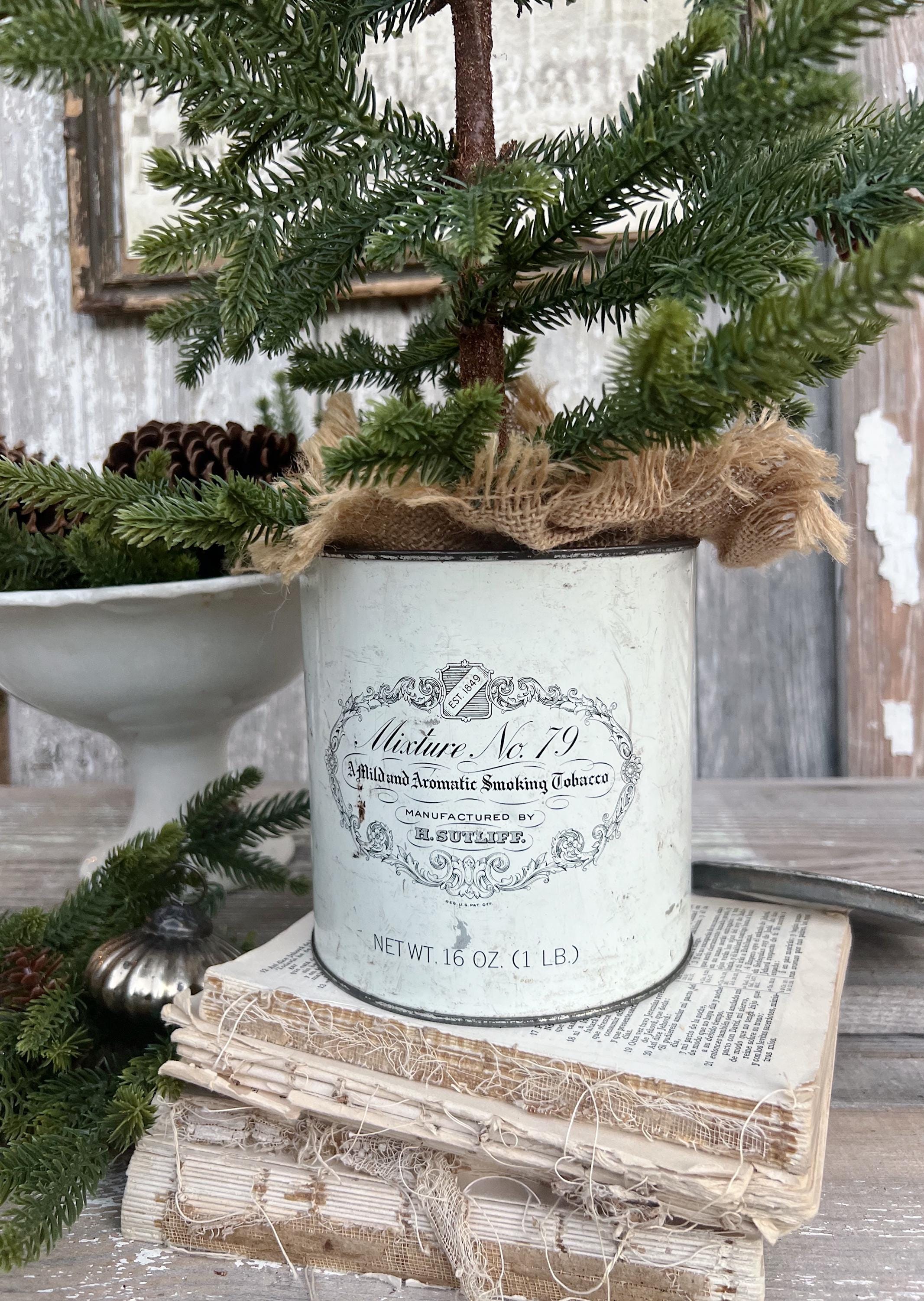 Vintage SUTLIFF NUMBER 79 Pipe Tobacco Tin Canister With Lid Box Farmhouse  Decor Chippy White LARGE 16oz. 1 Pound