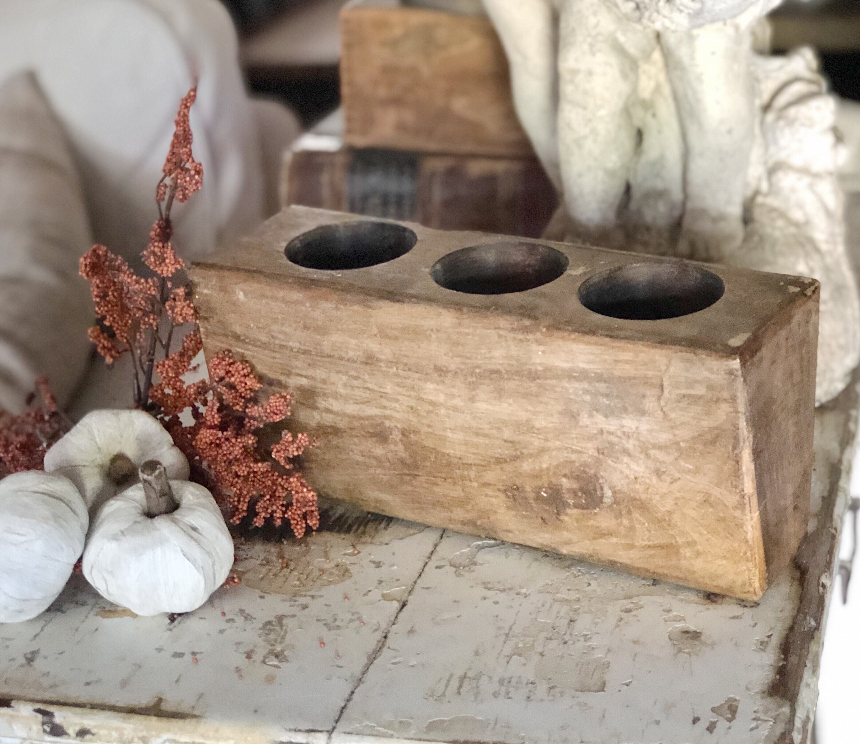 Vintage Sugar Mold Primitive Wooden Box Farmhouse French Country Chic