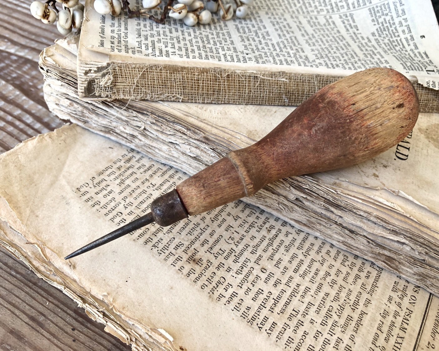 Vintage Awl Tool Wood Handle Farmhouse Decor Fixer Upper Decor