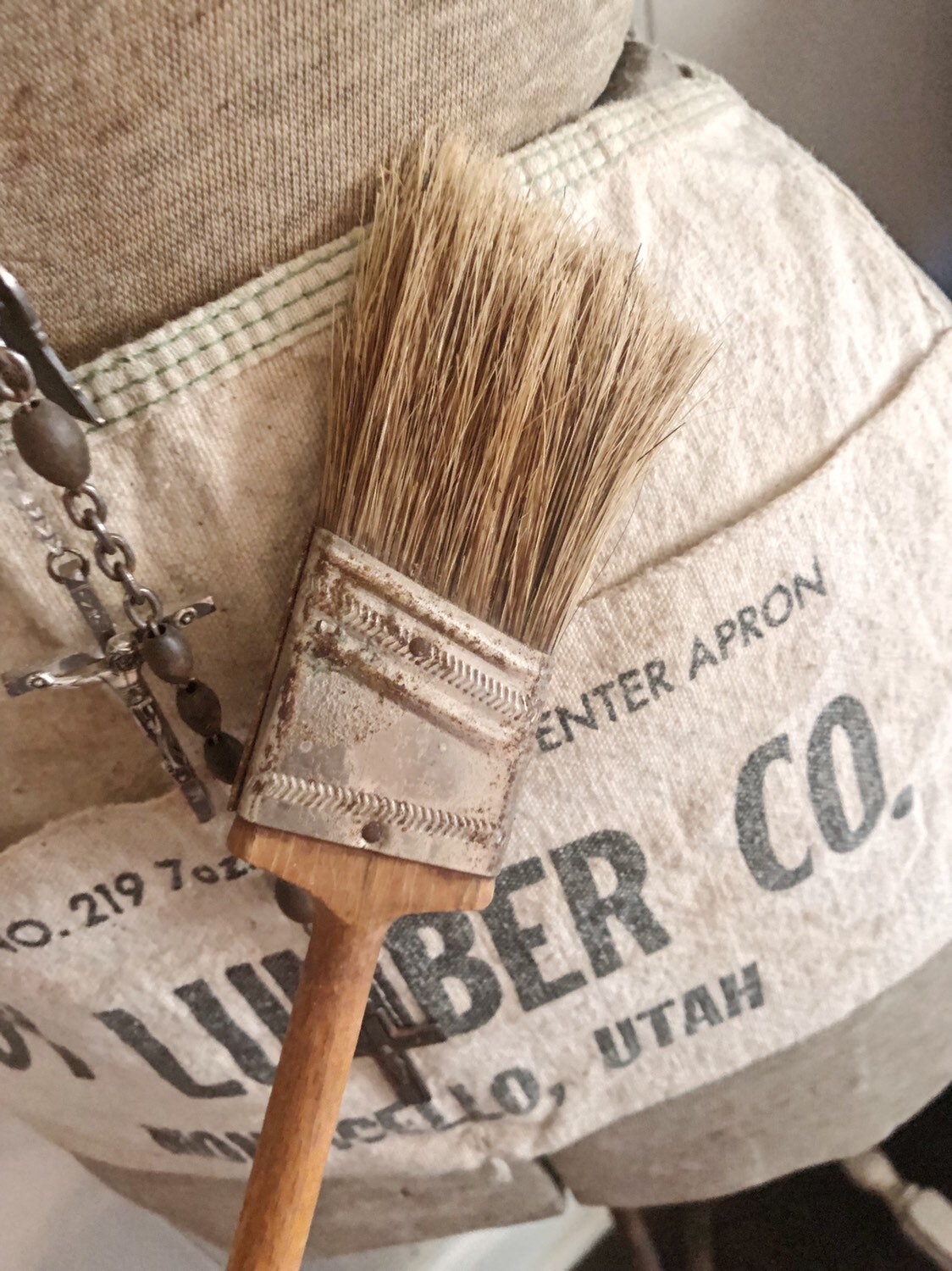 Antique Paint Brush Ox Hair WORKMASTER Farmhouse Decor Fixer Upper Decor