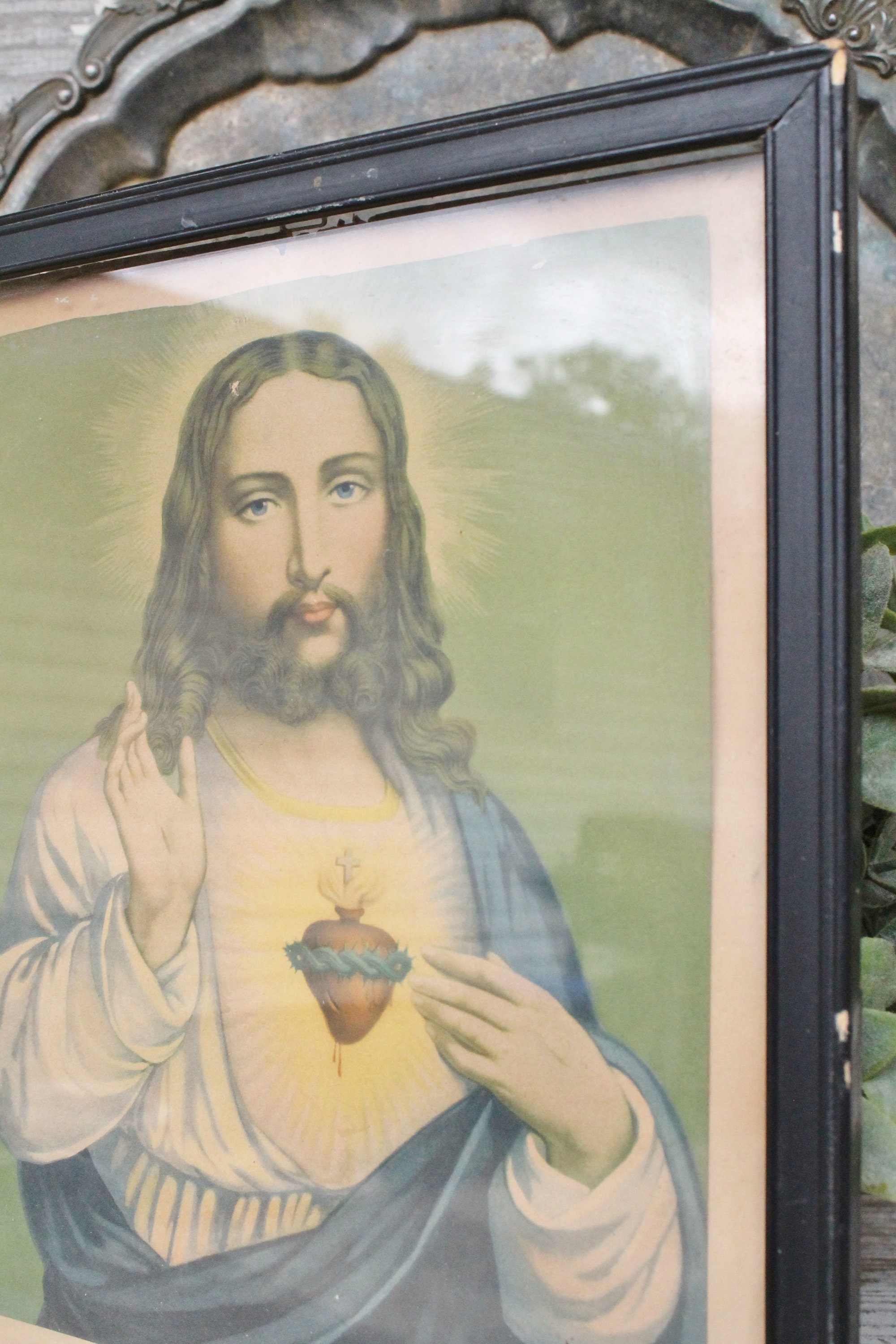 Vintage Jesus Framed Print Religious Art Farmhouse French Decor Fixer