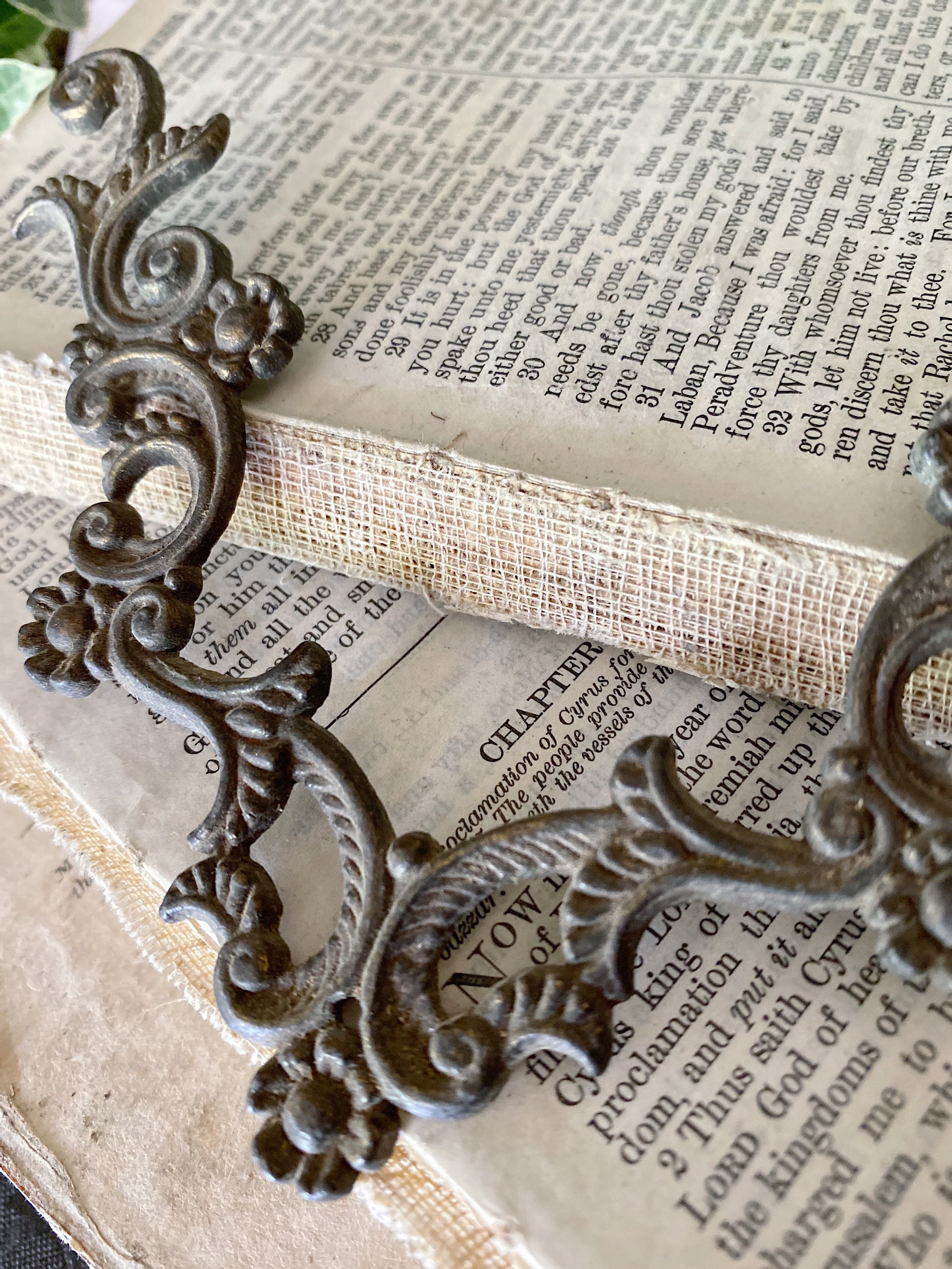 Antique Metal Drawer Plate Brass Farmhouse Decor Victorian Door