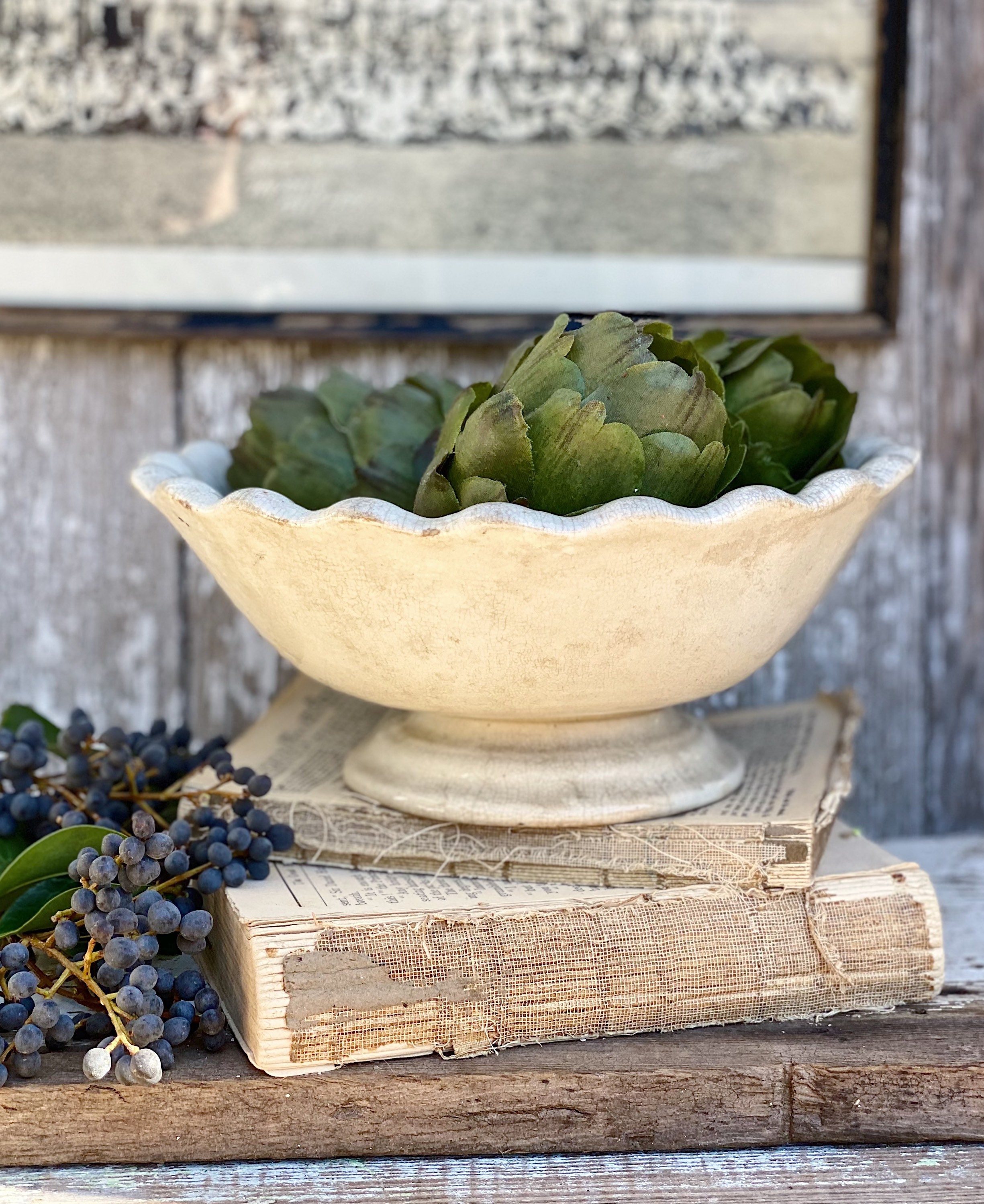 Antique White Ironstone Compote Bowl Lady Finger Scallop Footed MEAKIN