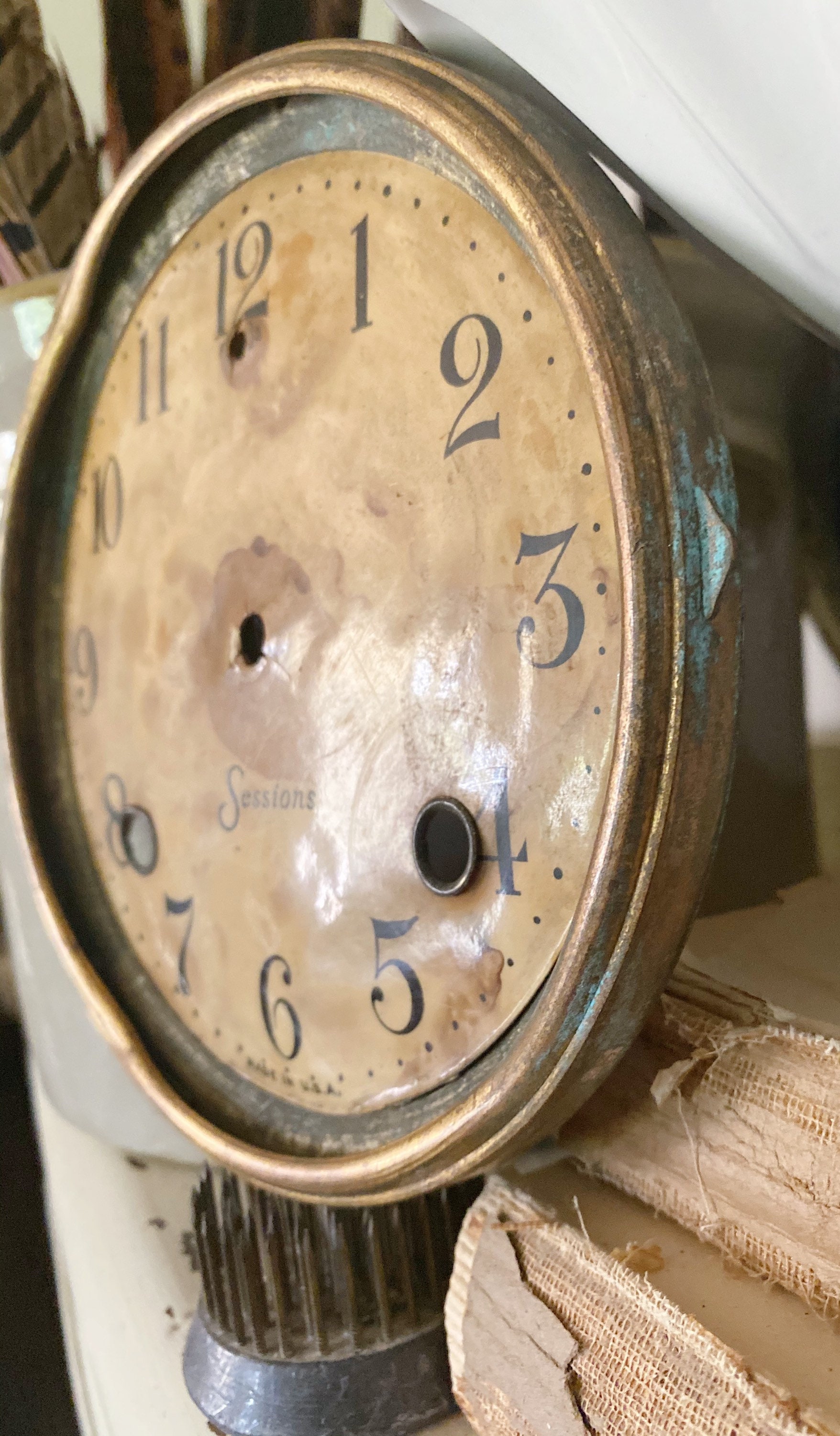 Antique Metal Clock Face Dial SESSIONS Farmhouse Decor