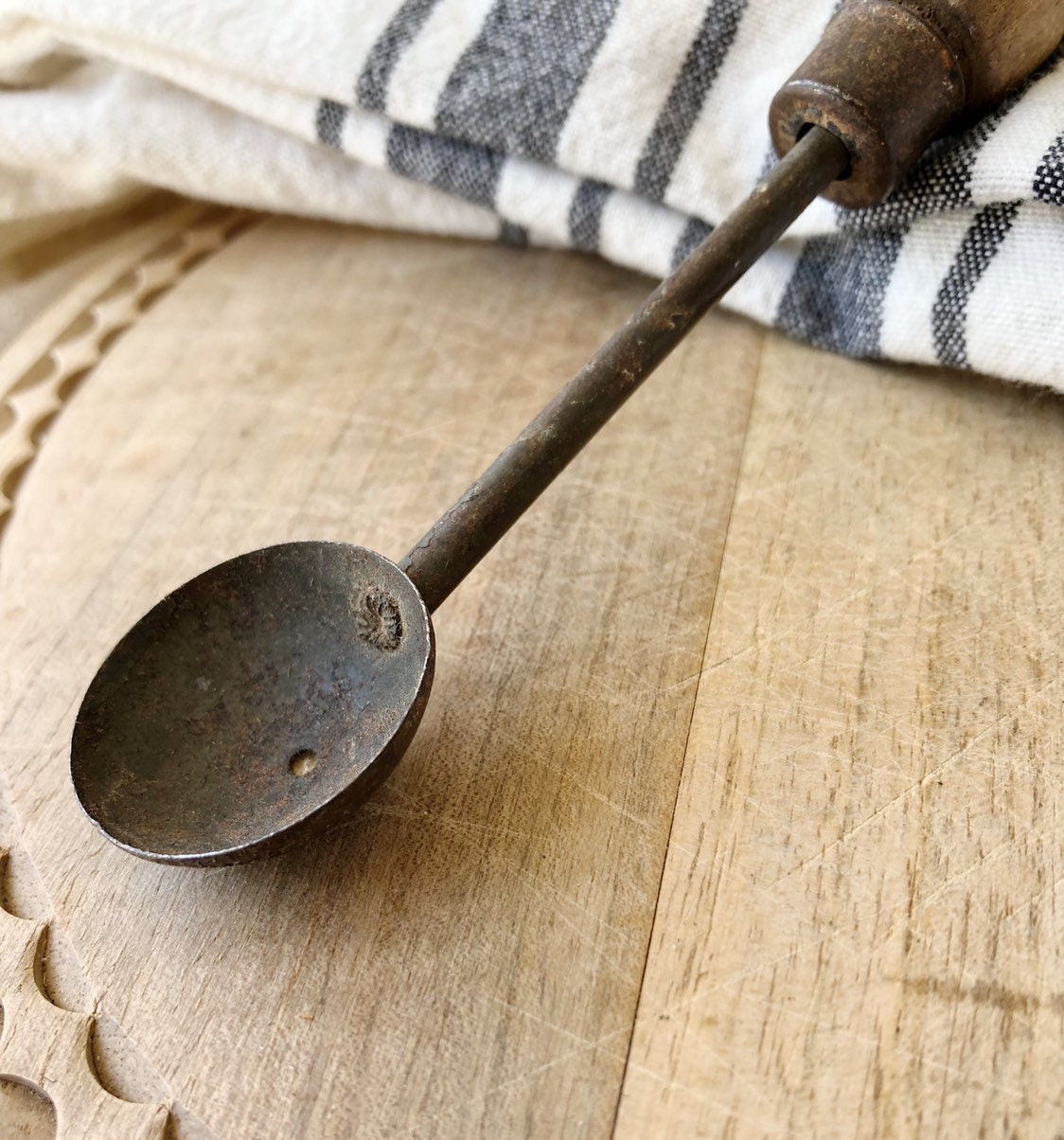 Vintage Melon Baller Metal Wood Scoop Measuring Scoop Farmhouse Decor