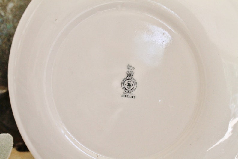 Set of 4 Vintage White Ironstone Brown Transfer Ware Farmhouse Decor Fixer Upper Decor English Ironstone Royal Doulton Fall Decor