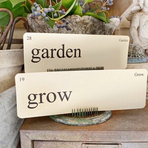 GARDEN Flash Cards LARGE Vintage Inspired Word Flashcard SET Of 8 Farmhouse Decor Spring Bloom Grow Flower Seeds image 3