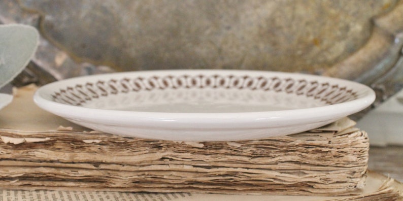 Set of 4 Vintage White Ironstone Brown Transfer Ware Farmhouse Decor Fixer Upper Decor English Ironstone Royal Doulton Fall Decor