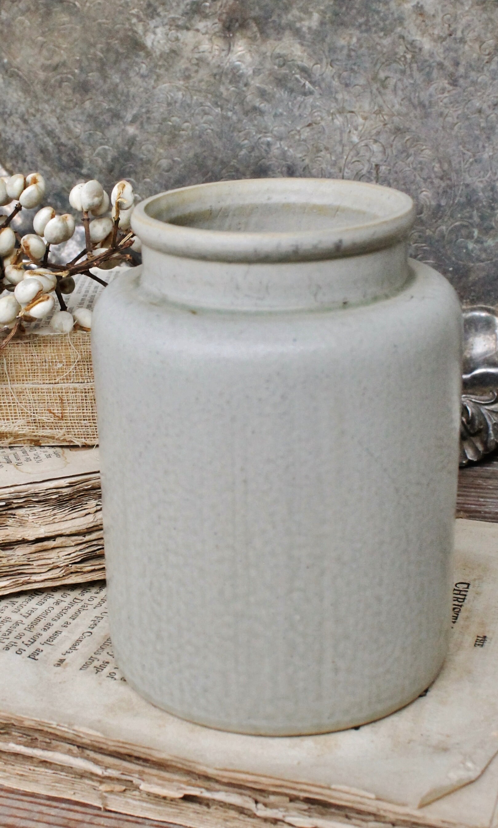 Antique Mustard Crock Jar Farmhouse Decor Fixer Upper Decor Stoneware Vintage Crock