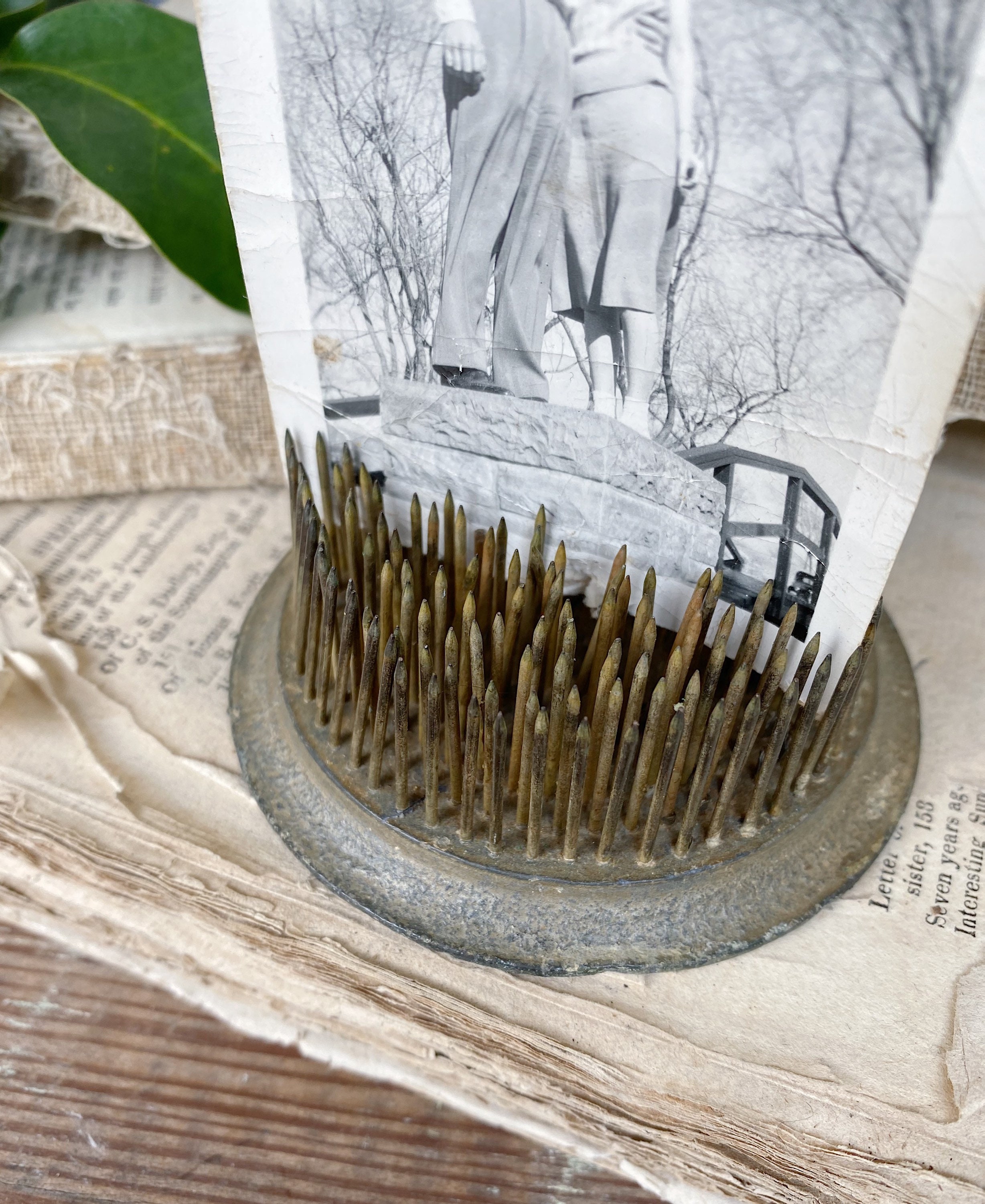 Vintage Metal Floral Frog Flower Holder Farmhouse Decor Fixer Upper Decor