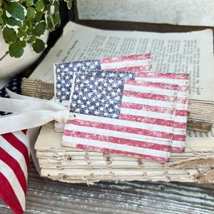 Etiquetas de presente vintage PATRIÓTICAS da BANDEIRA DOS EUA, conjunto de 8 cartões de decoração de fazenda americana para o dia 4 de julho
