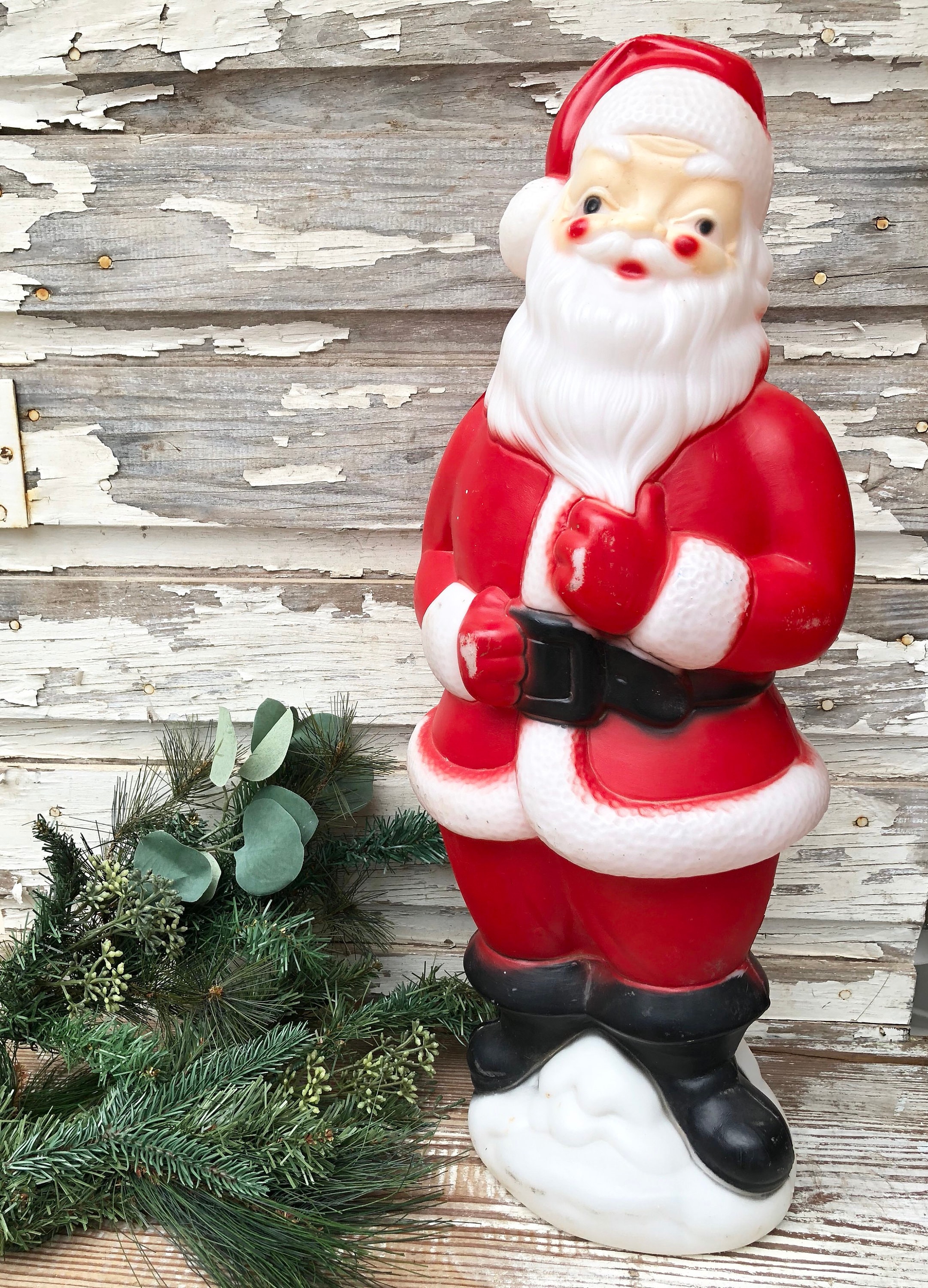 Vintage SANTA CLAUS Blow Mold Yard Decor Farmhouse