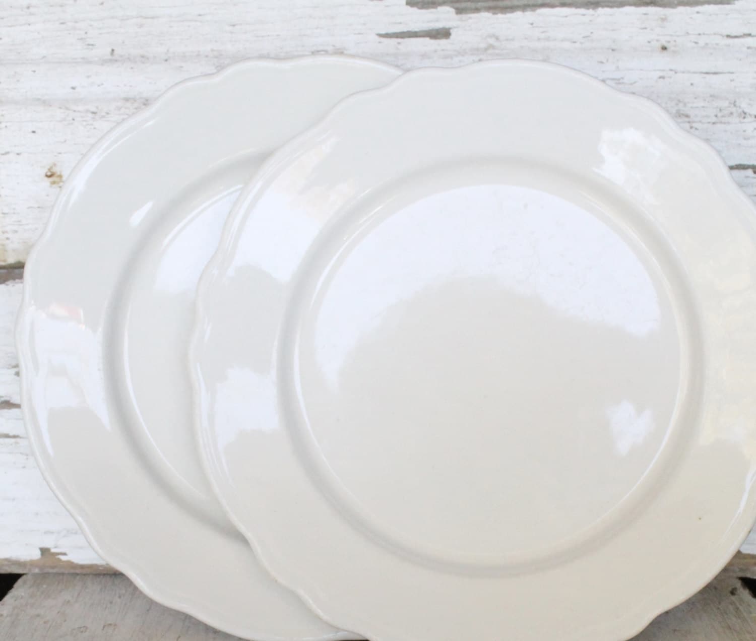 Set of 2 Vintage White Ironstone Scallop HOMER LAUGHLIN Best China
