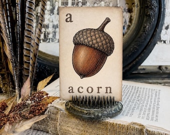 ACORN Flash Card Vintage Farmhouse Fall Halloween Autumn Decor Party