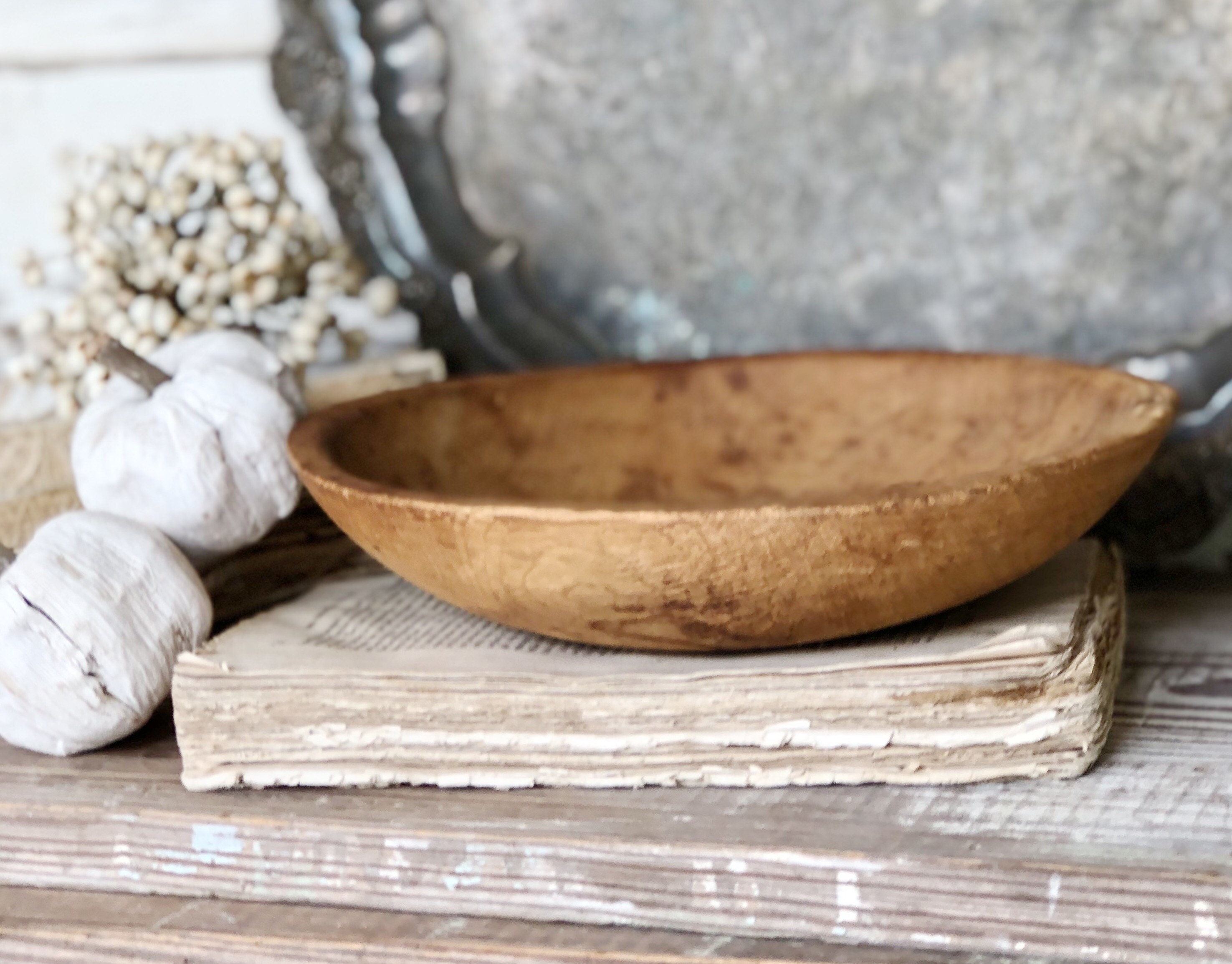 Antique Wood Dough Bowl French Farmhouse Decor Fixer Upper