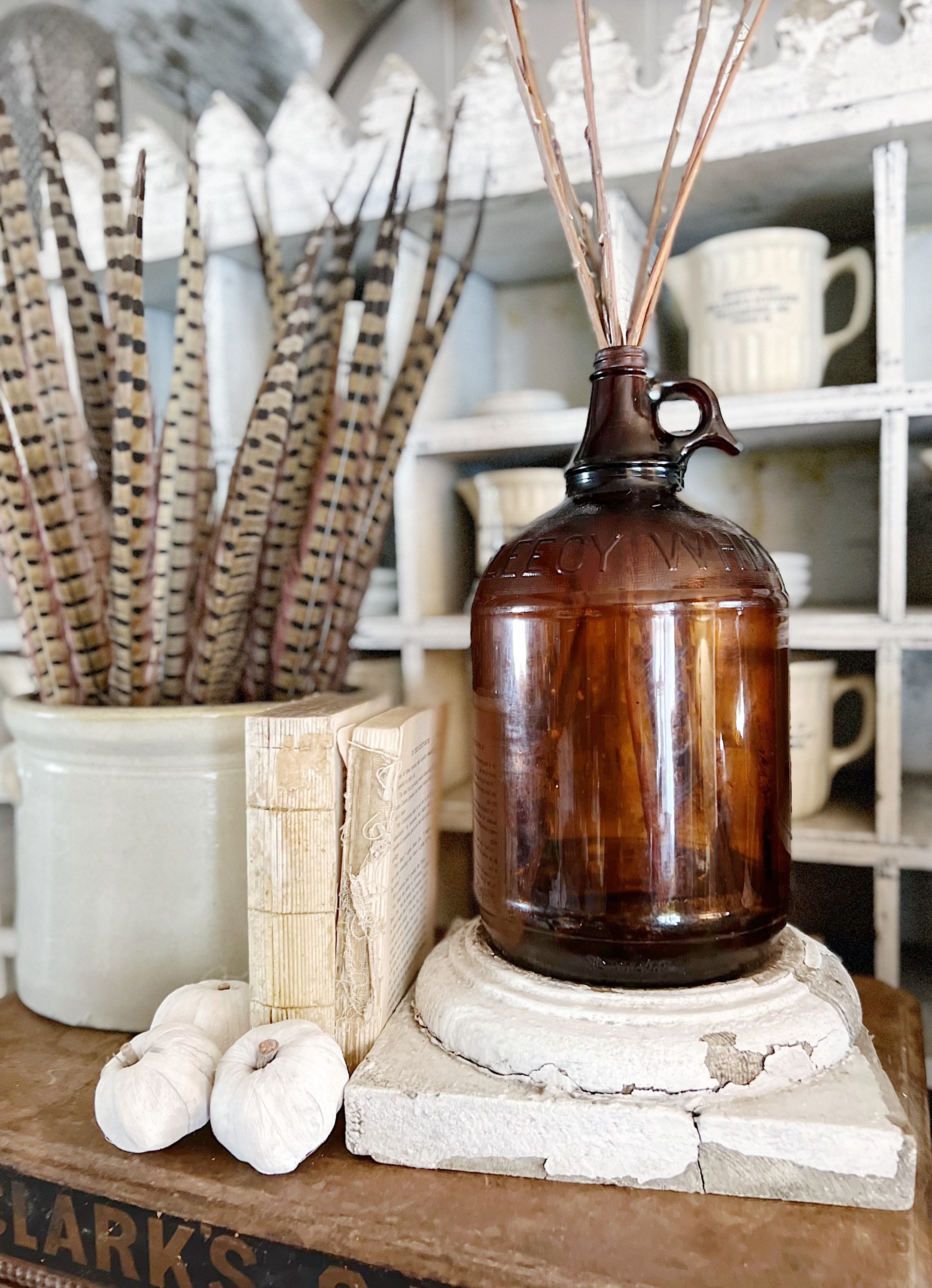 Antique Amber Glass Jug Bottle Brown EXTRA LARGE Glass Apothecary