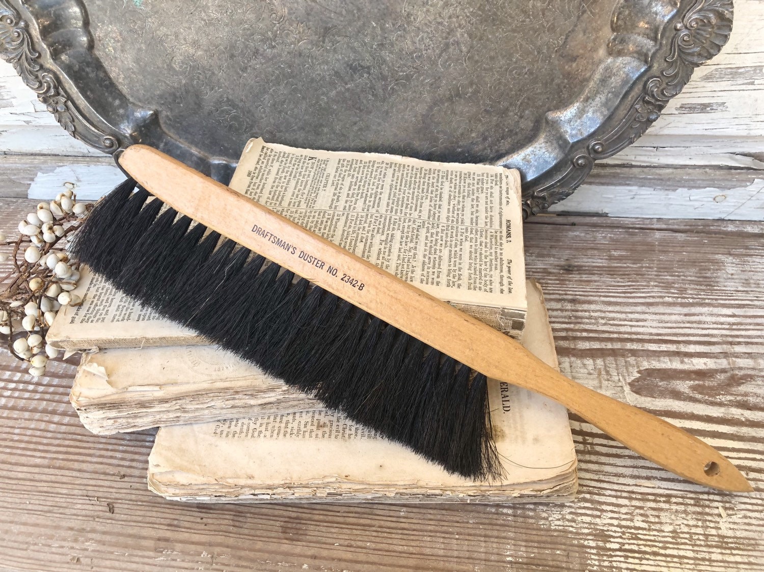 Vintage Drafting Brush Wood Handle DRAFTMANS DUSTER Farmhouse Decor