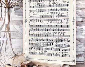 JINGLE BELLS Sign Wood Vintage Sheet Music Carol Christmas Decor Poster Farmhouse Decor Book Page Wall Art