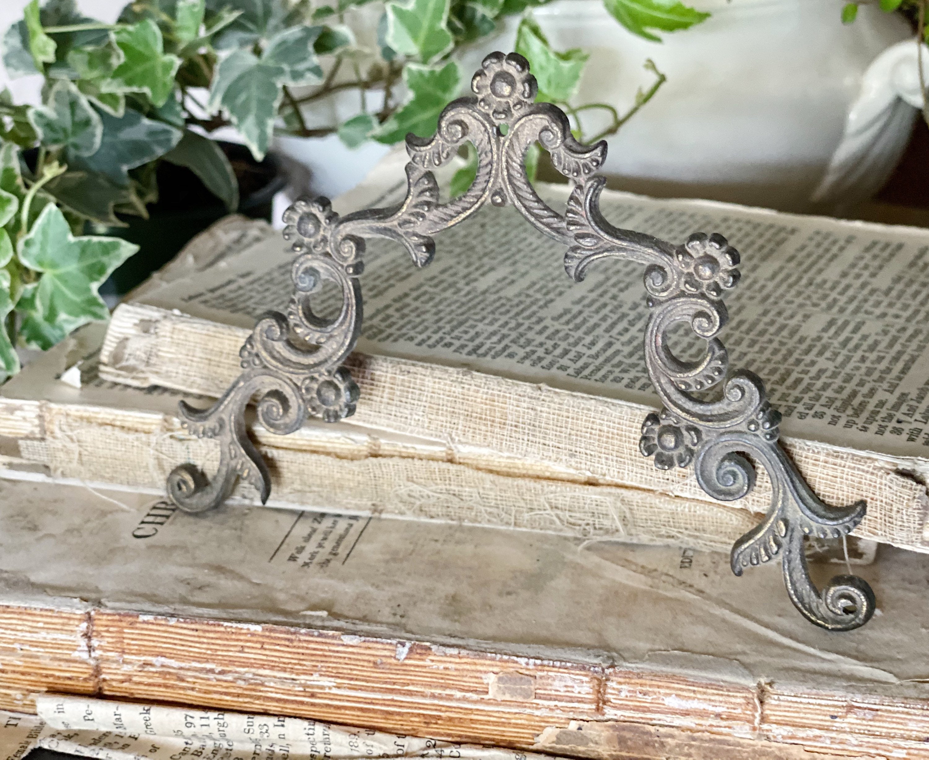 Antique Metal Drawer Plate Brass Farmhouse Decor Victorian Door