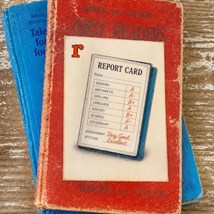 REPORT CARD School Flash Card Vintage Illustration Classroom Schoolhouse Decor