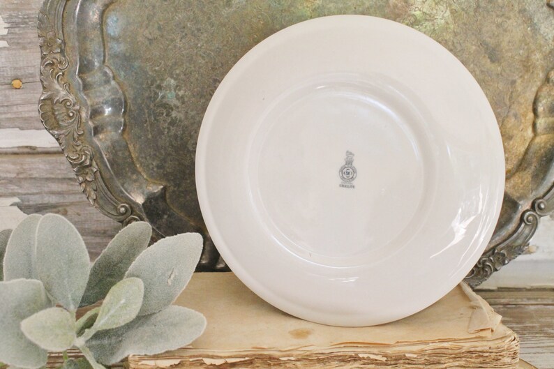 Set of 4 Vintage White Ironstone Brown Transfer Ware Farmhouse Decor Fixer Upper Decor English Ironstone Royal Doulton Fall Decor