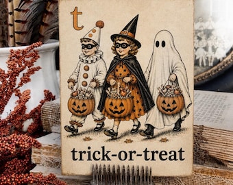 Carte flash d'Halloween « Des bonbons ou un sort » - Décoration vintage pour une fête d'automne