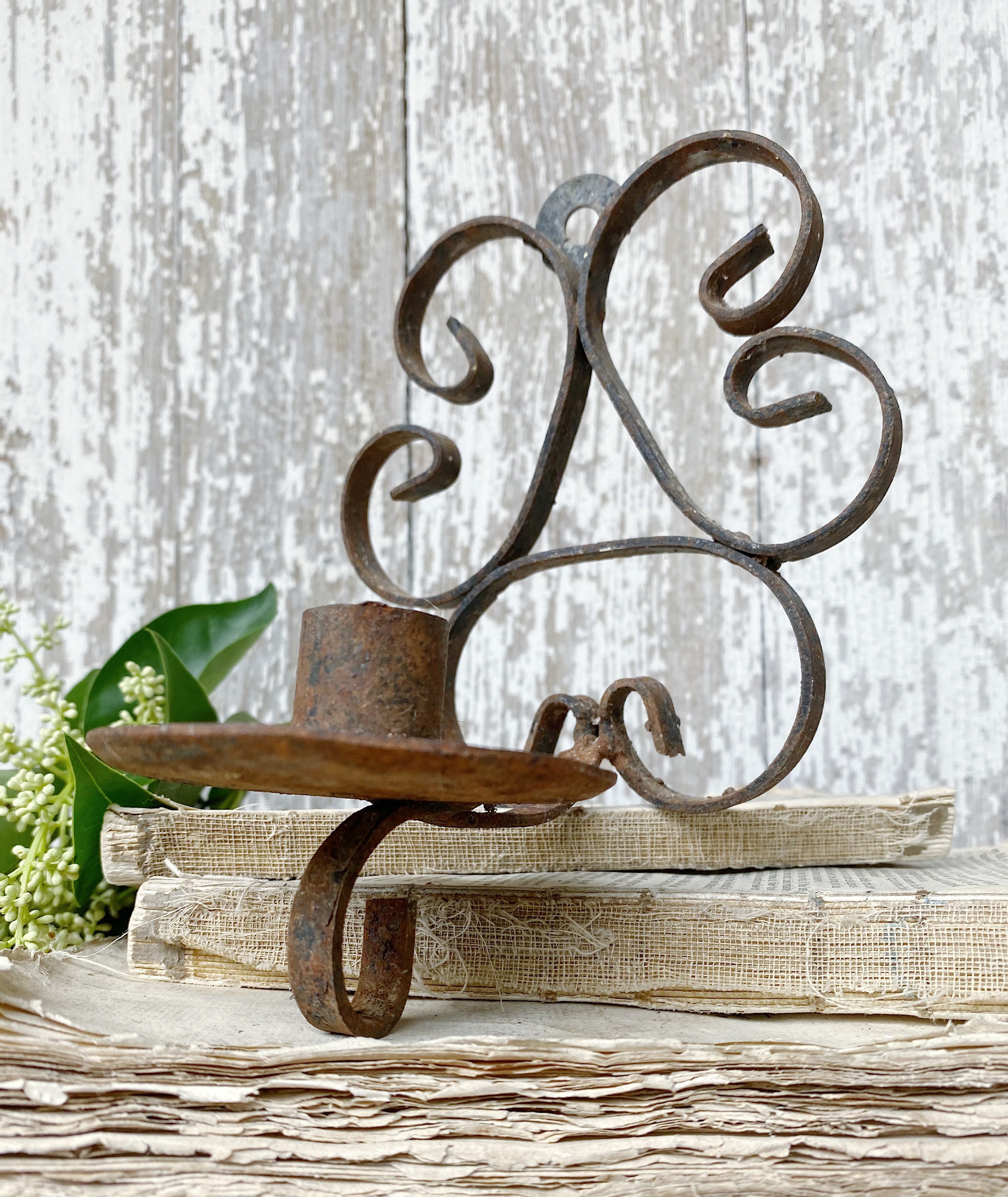 Antique Wrought Iron Metal Candle Sconce Wall Mount Candle Holder