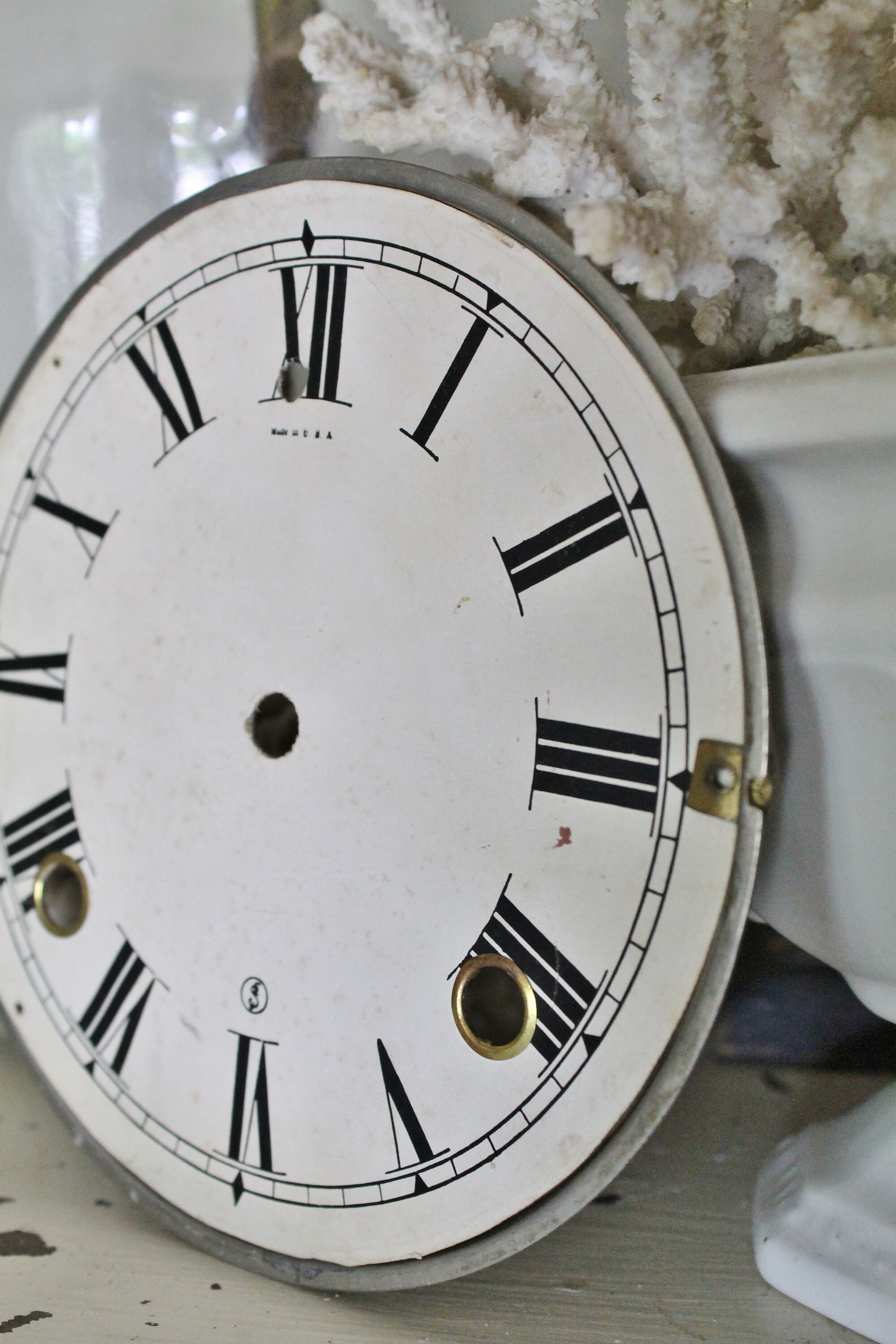 Vintage Metal Clock Face Dial Farmhouse Decor Industrial Salvage Fixer